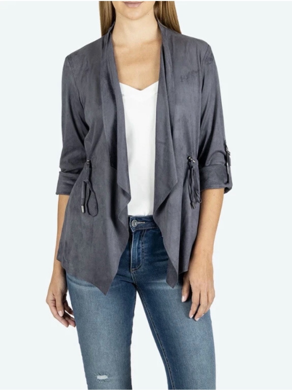 Kut from the Kloth Women's Draped Open Front Jacket - Gray